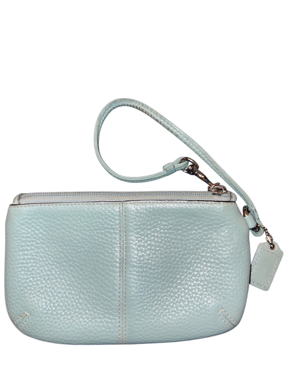 Coach Y2K Legacy Flap Pebbled Leather Wristlet in Seafoam - Picture 2 of 7